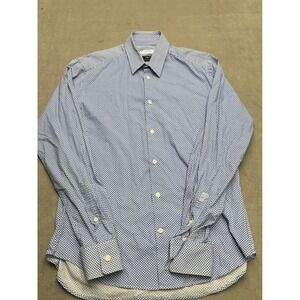 Versace Collection Mens Blue White Geometric Slim Fit Button Down Shirt Size 39